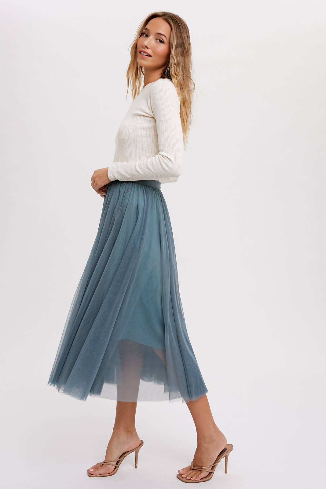 Tulle Midi Skirt | Mauve