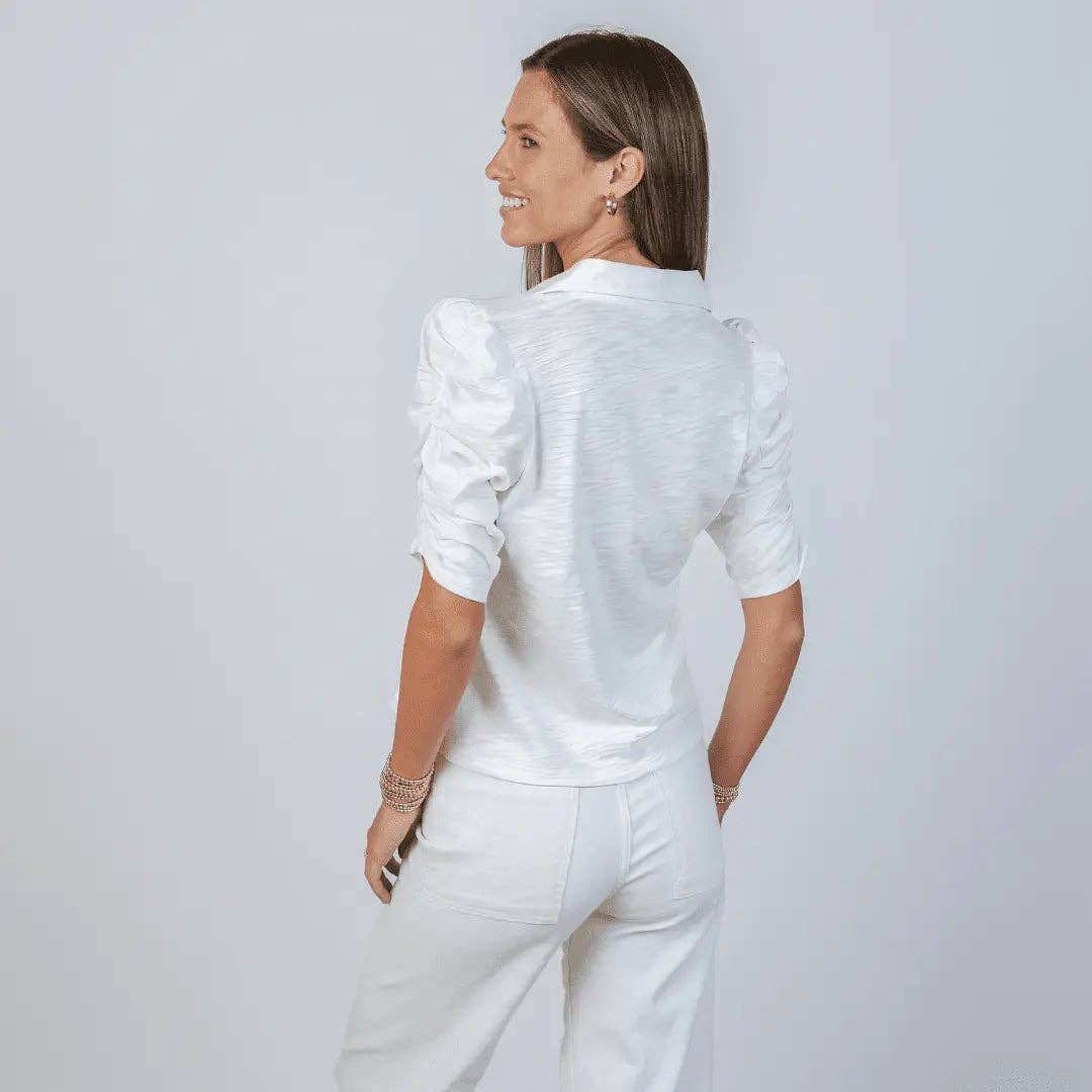 Grace Button-Up Tee | White