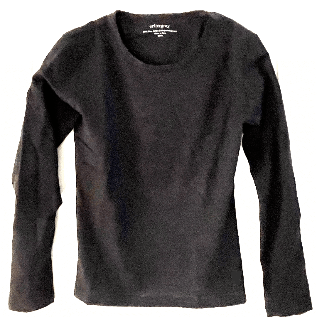 Long Sleeve Black Erin Gray Crew | L
