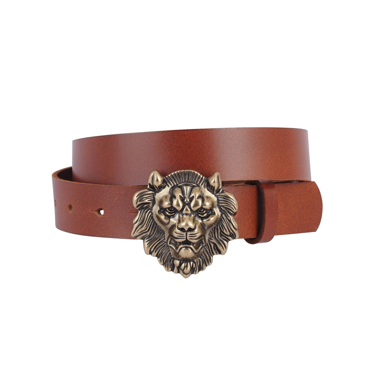 Tan Lion Leather Belt | S