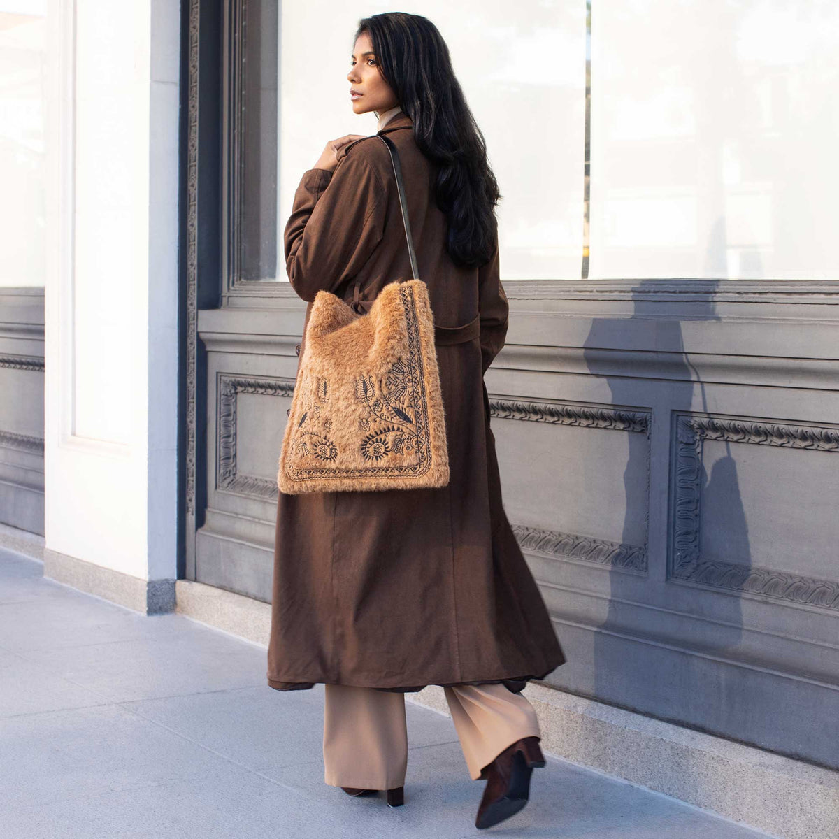 Annie Faux Fur Tote Bag