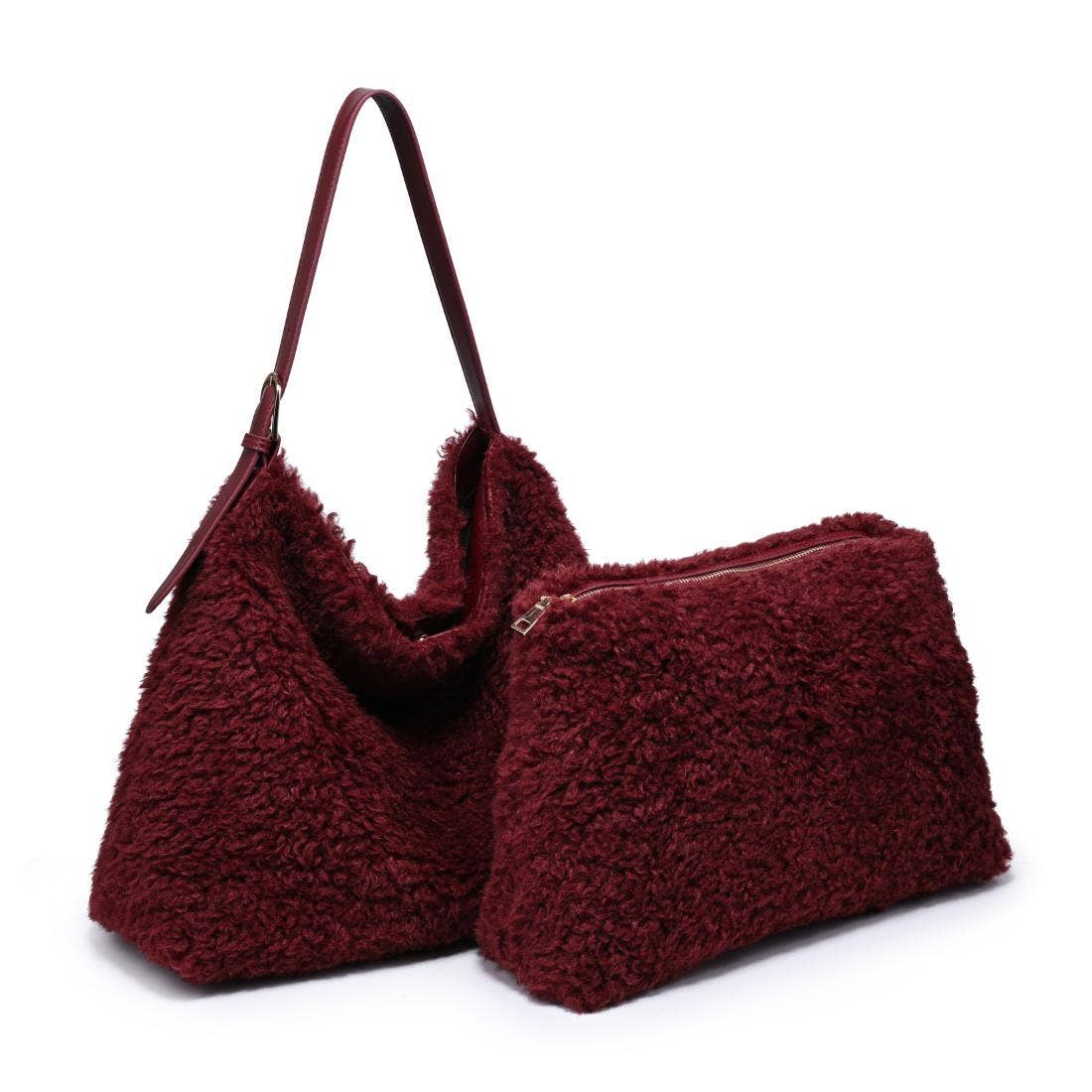 Neve Sherpa Tote | Burgundy