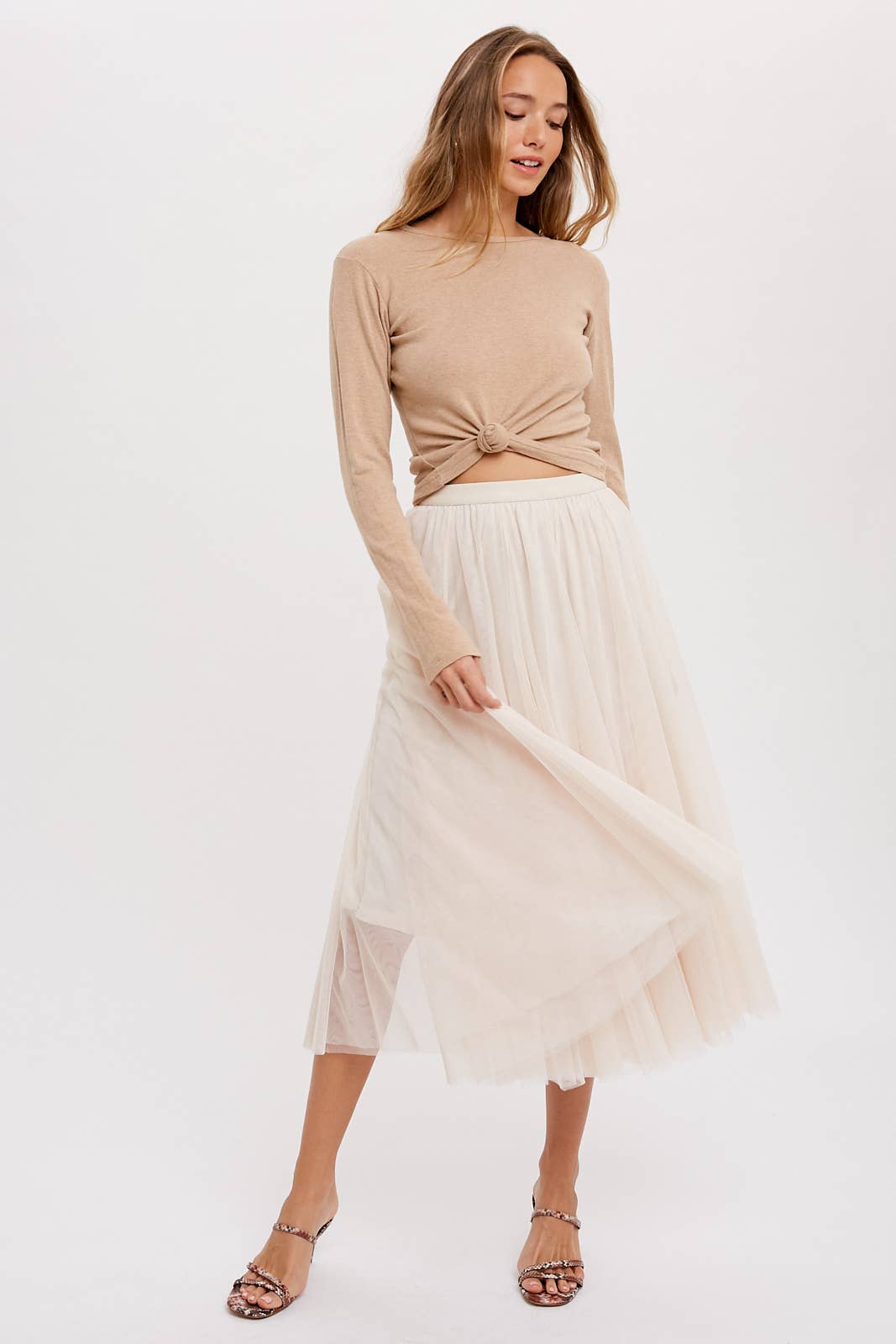 Tulle Midi Skirt | Shell