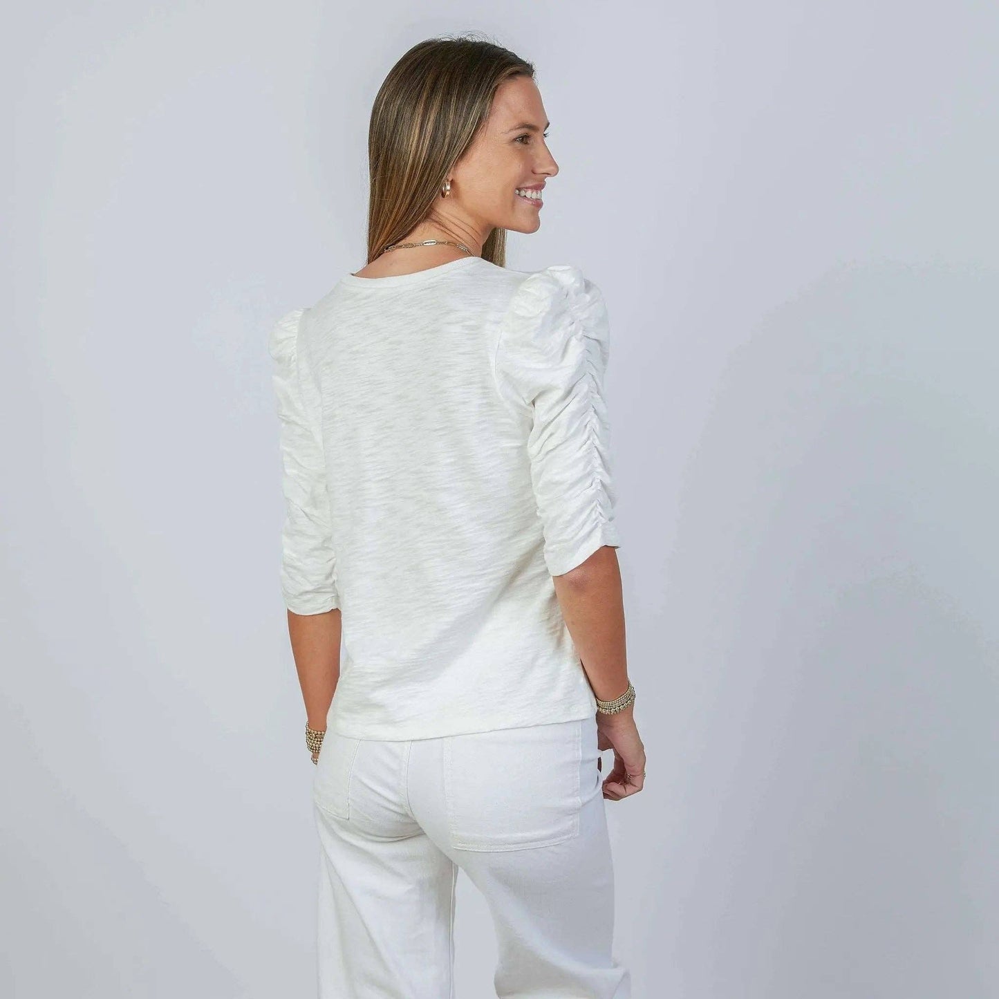 Sophie Elbow-Length Tee | White