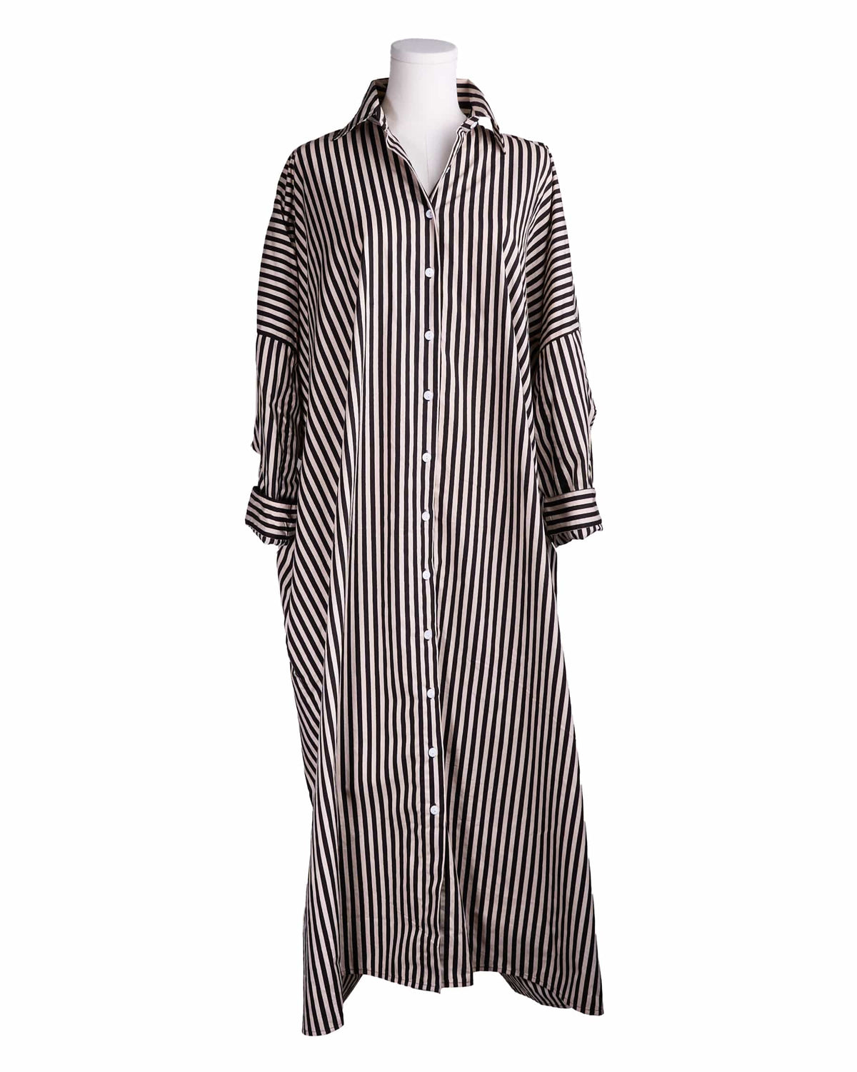 Colette Shirtdress In Black + Cream Stripe M/L
