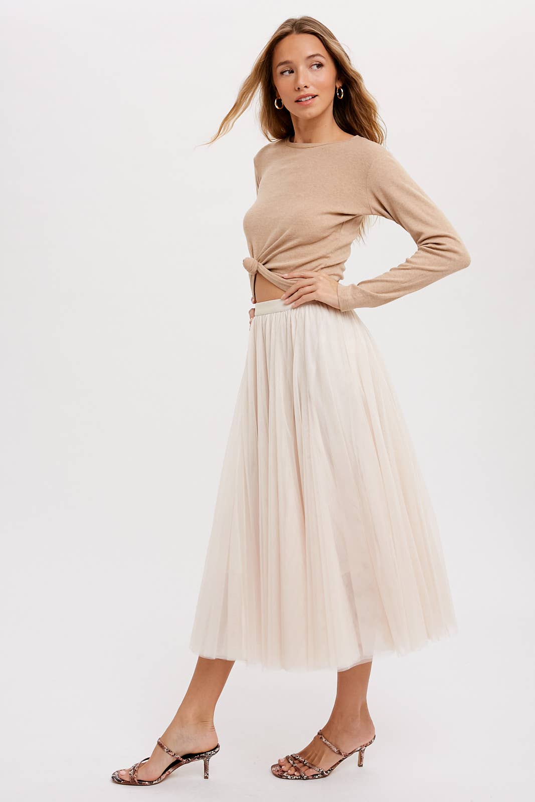 Tulle Midi Skirt | Shell