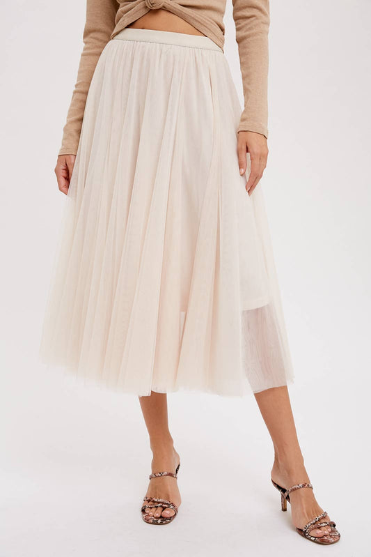 Tulle Midi Skirt | Shell