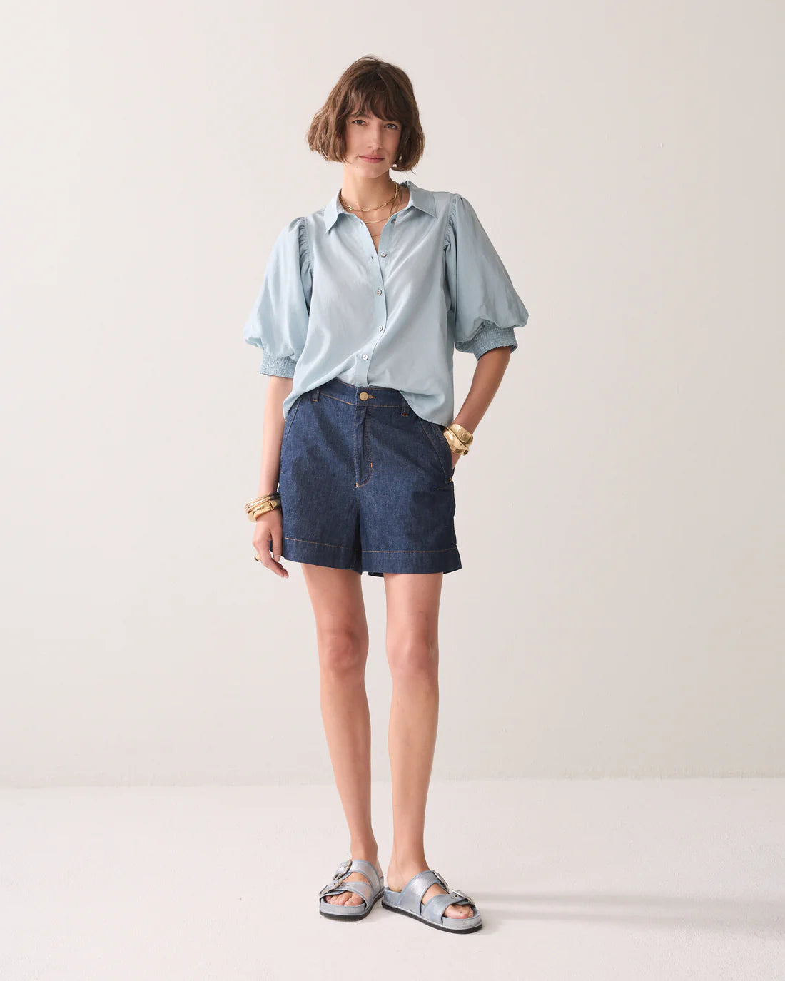Puff Sleeve Blouse | Blue