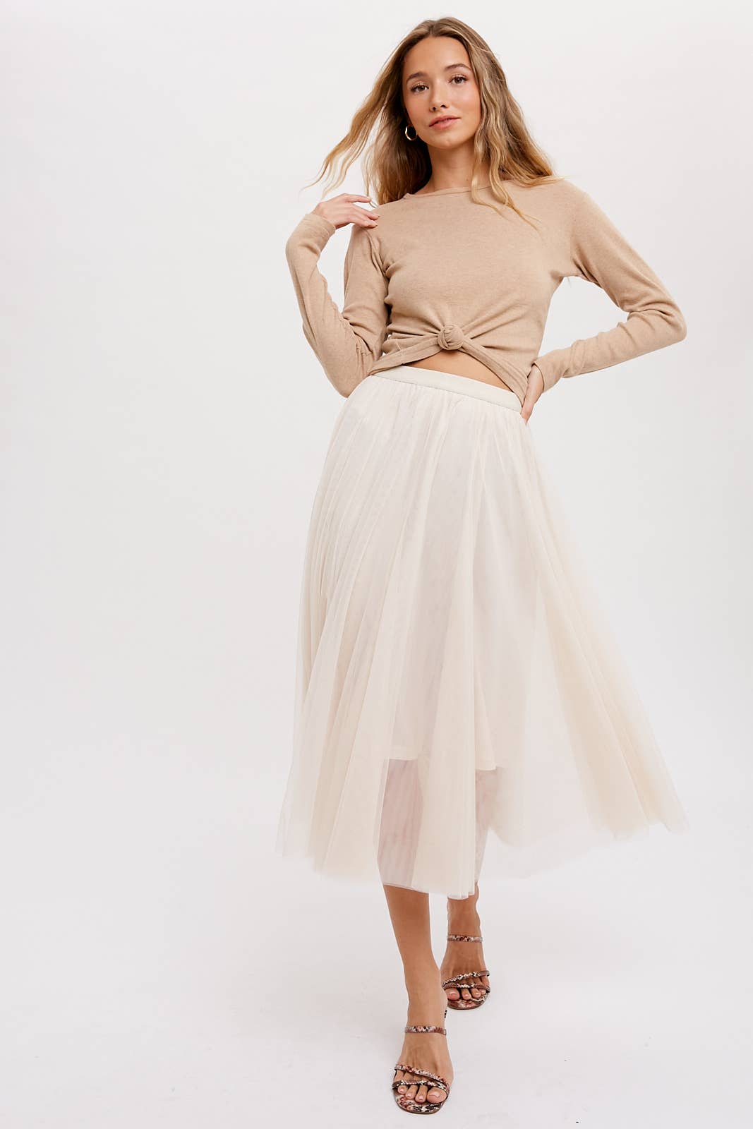 Tulle Midi Skirt | Shell