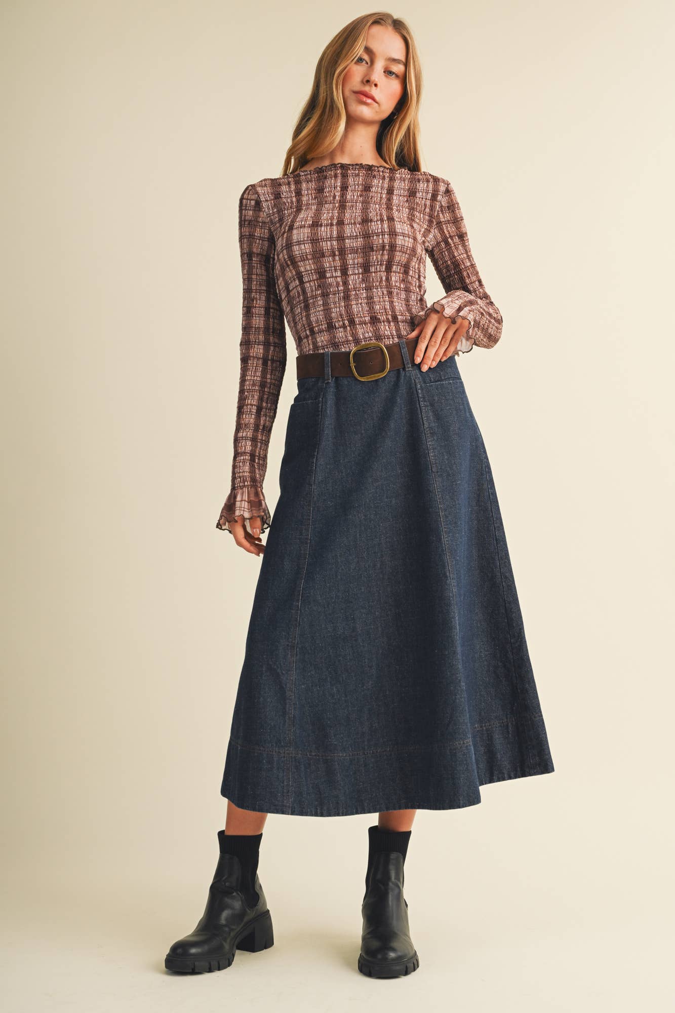 A-Line Denim Skirt Washed Indigo
