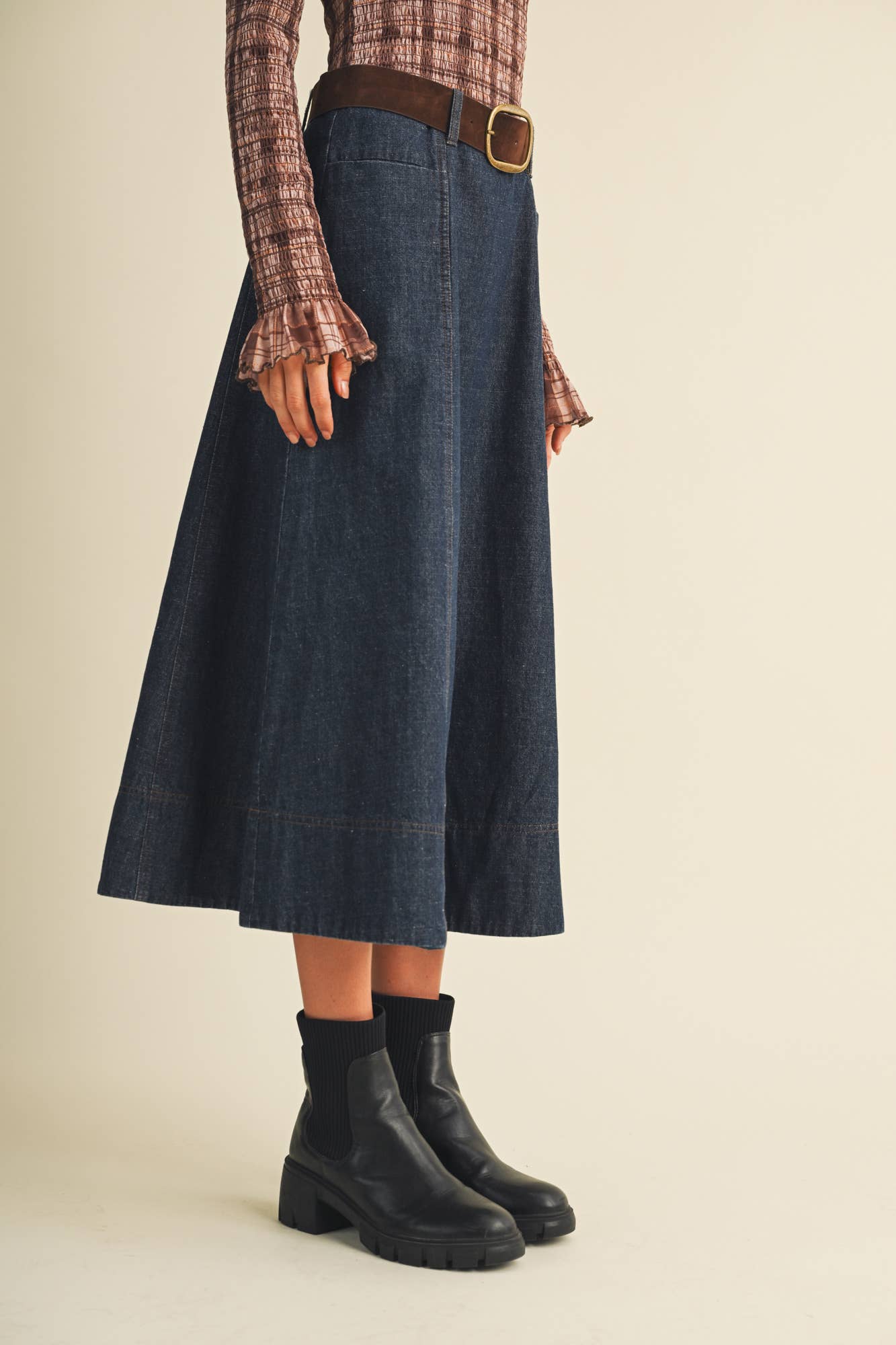 A-Line Denim Skirt Washed Indigo