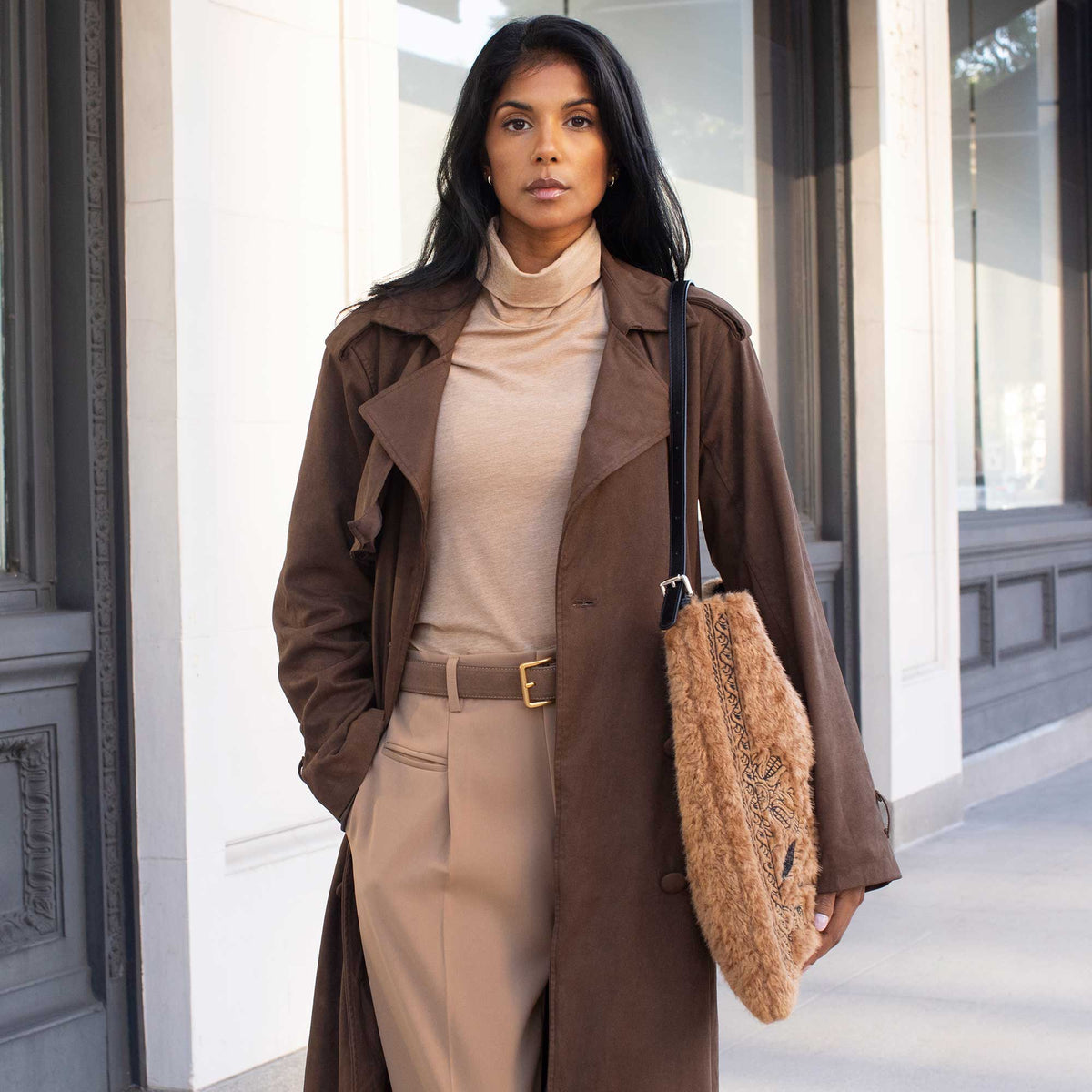 Annie Faux Fur Tote Bag