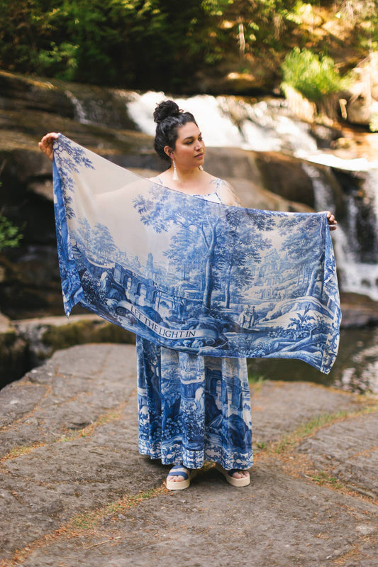 Blue Toile Scarf