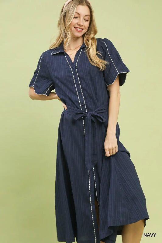 Navy Button-Down Dress