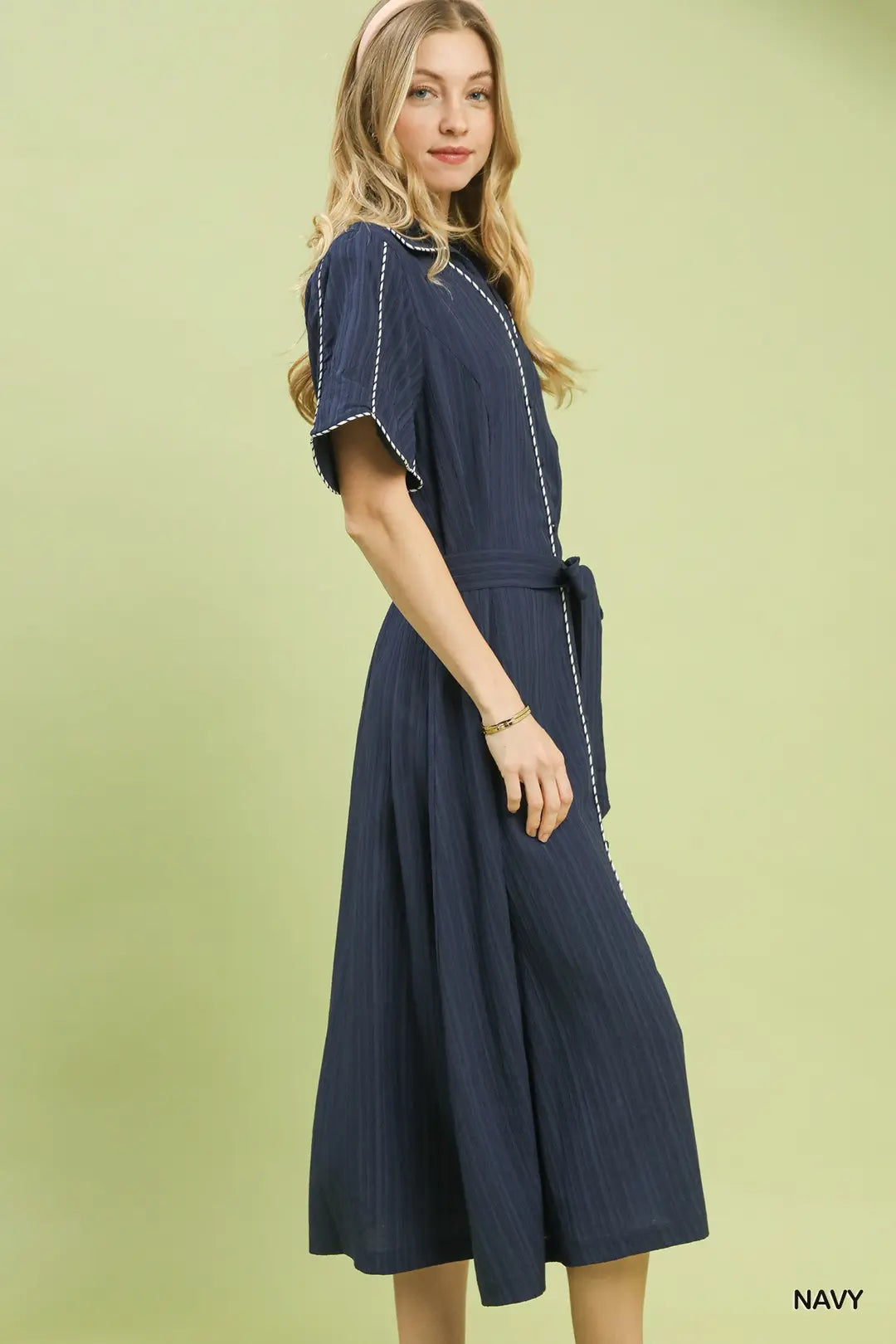 Navy Button-Down Dress