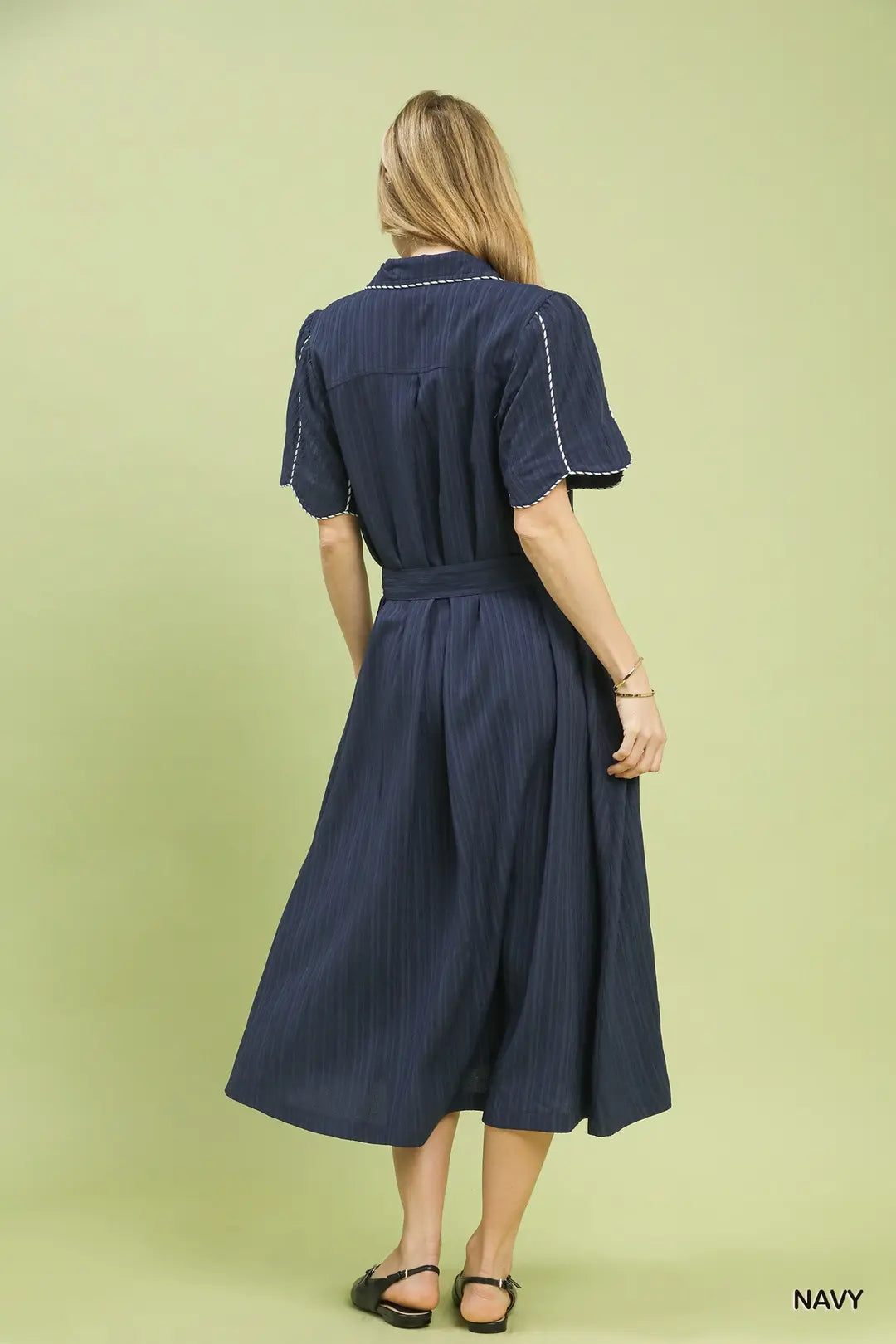 Navy Button-Down Dress