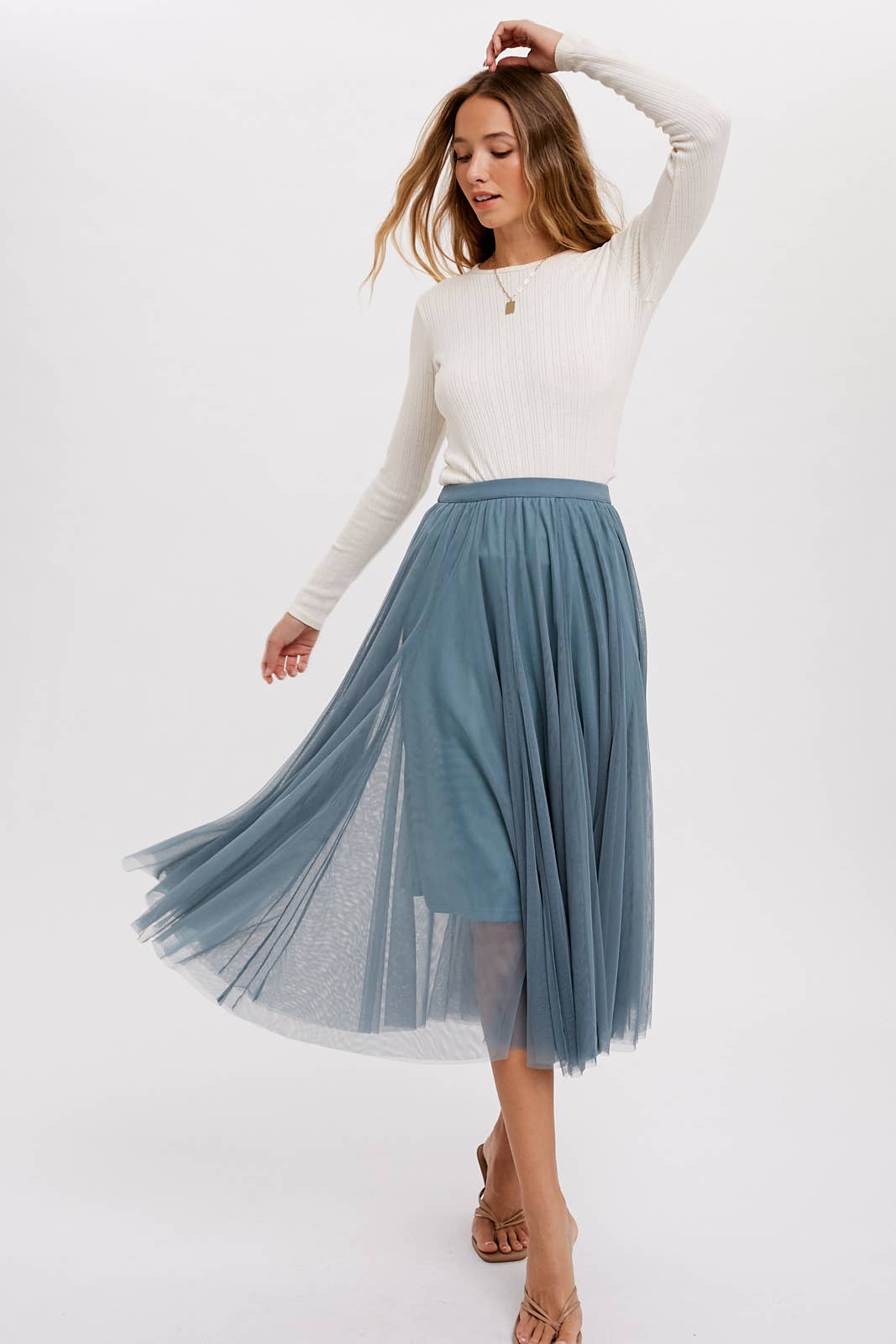 Tulle Midi Skirt | Mauve