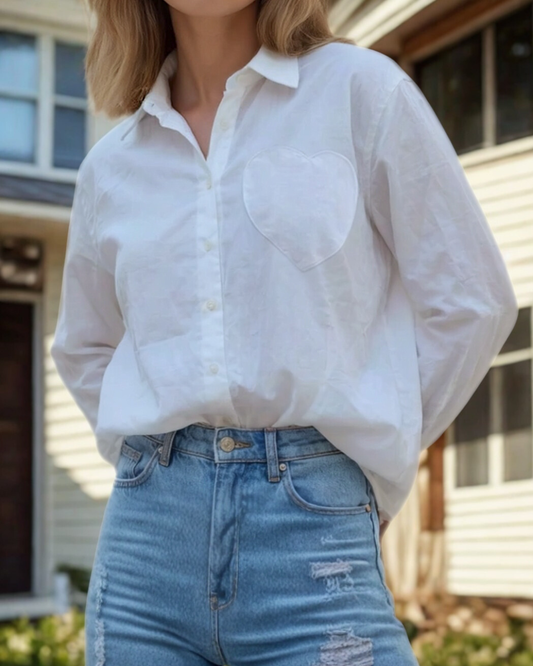 Good Boyfriend Shirt | White + Heart Pocket