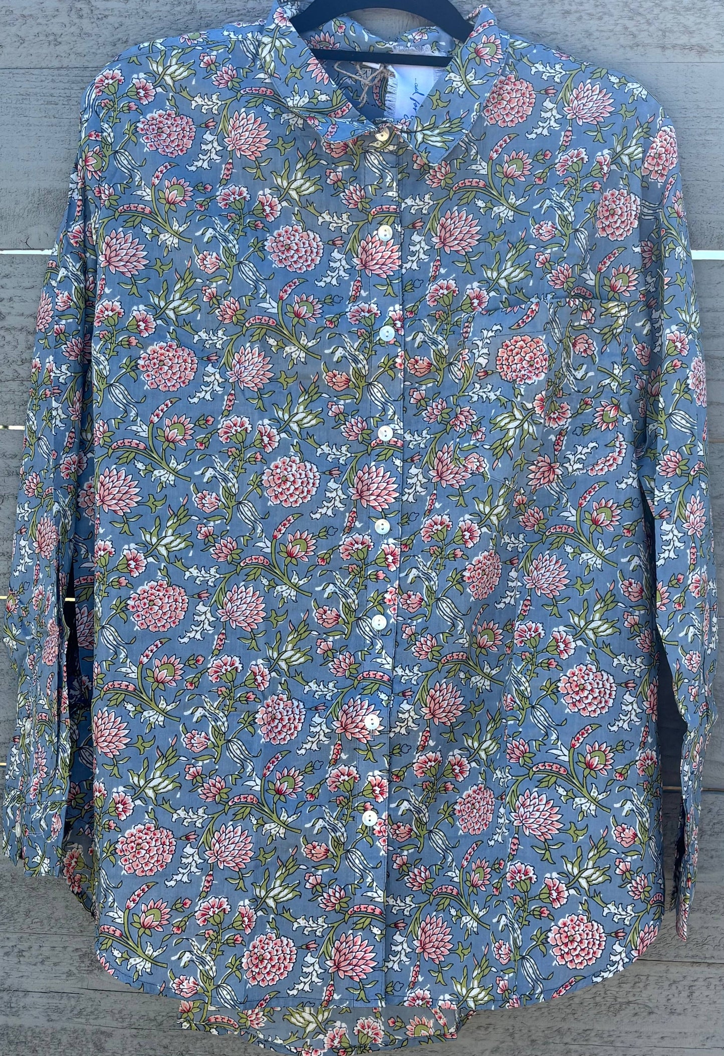 Good Boyfriend Shirt Floral Grey