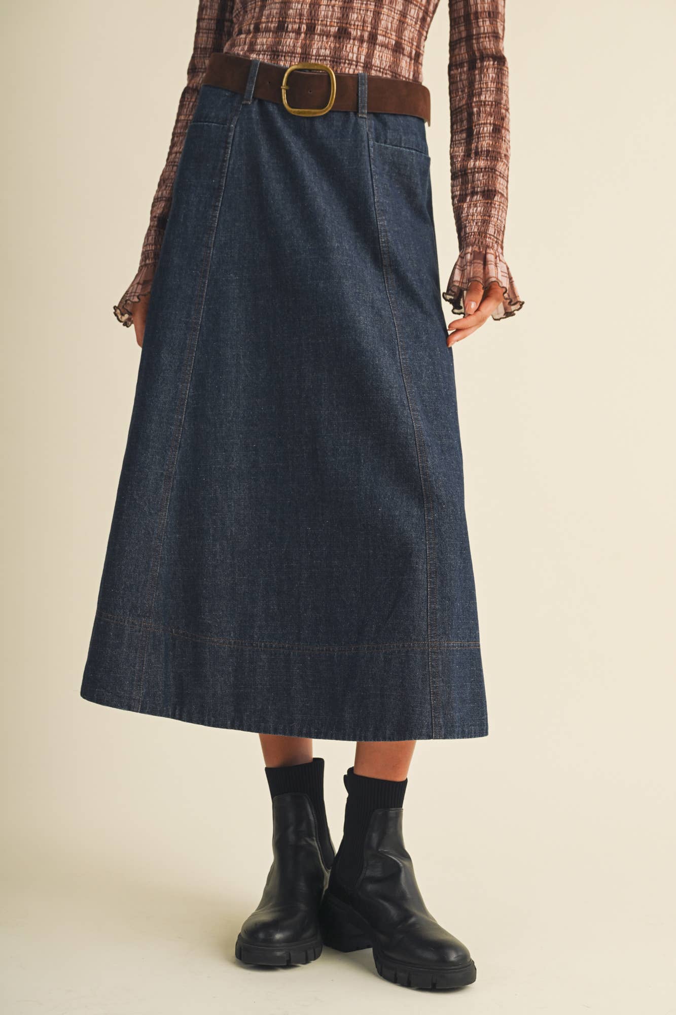 A-Line Denim Skirt Washed Indigo