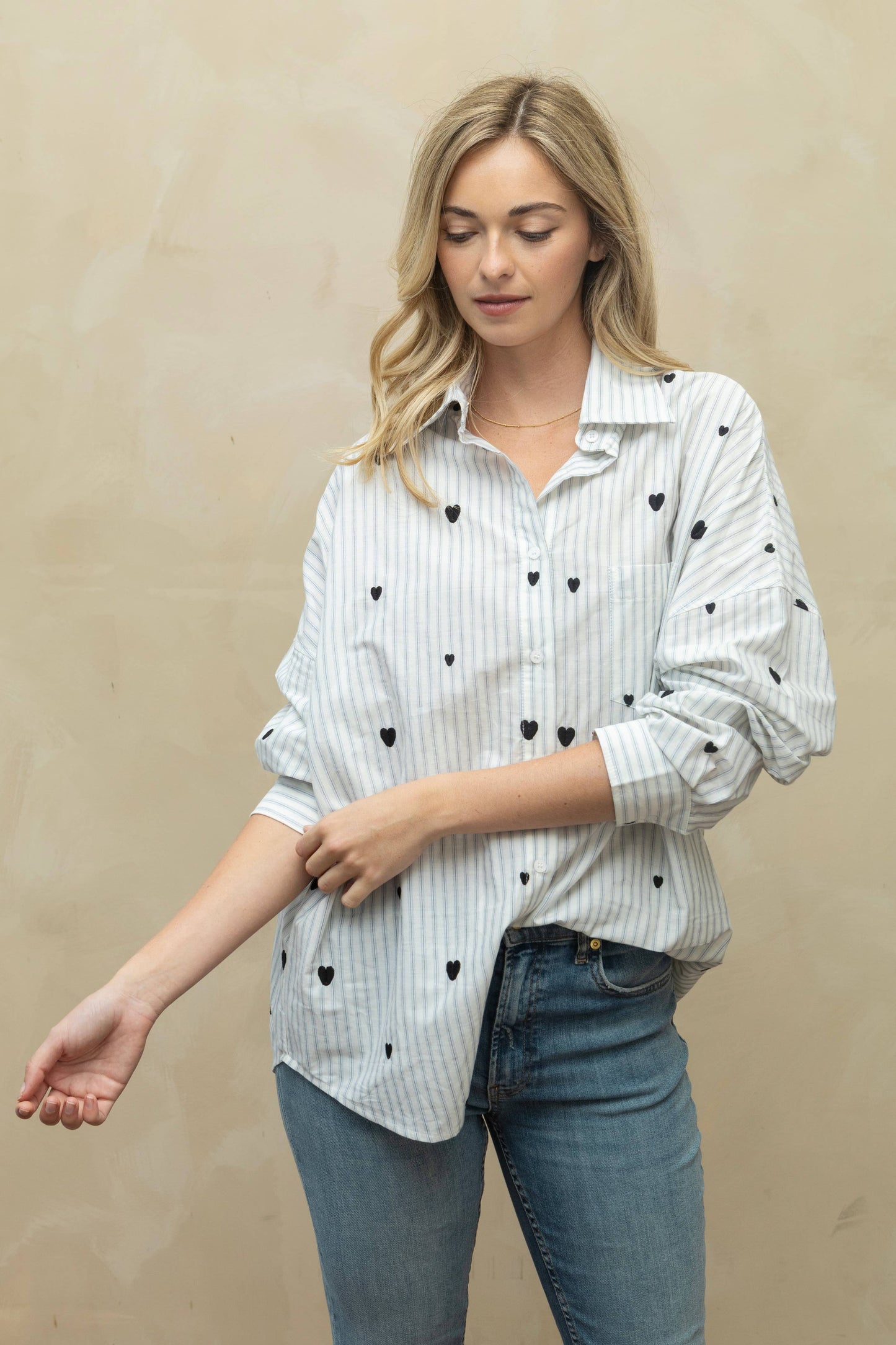 Heart Embroidery Shirt