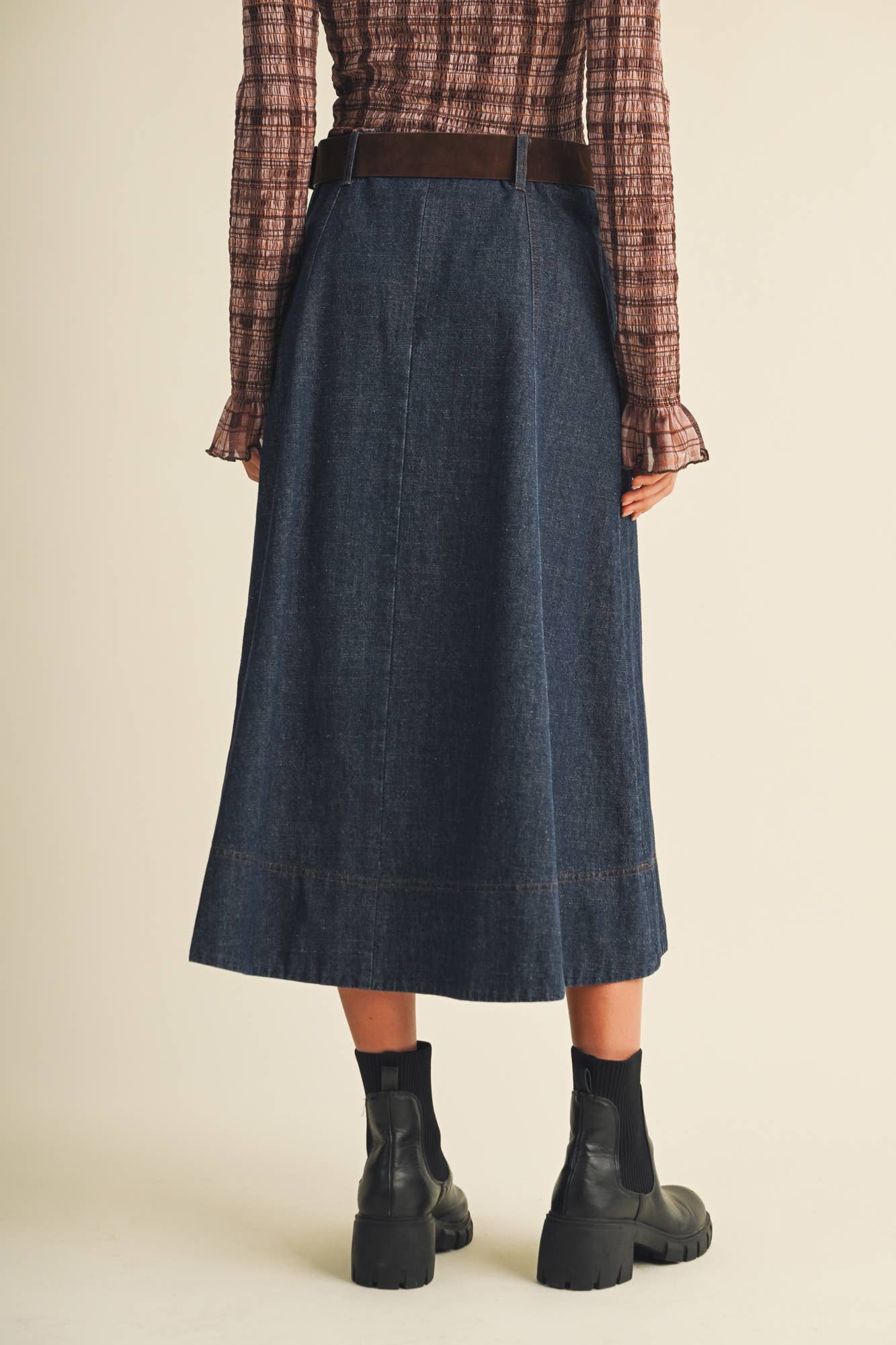 A-Line Denim Skirt Washed Indigo