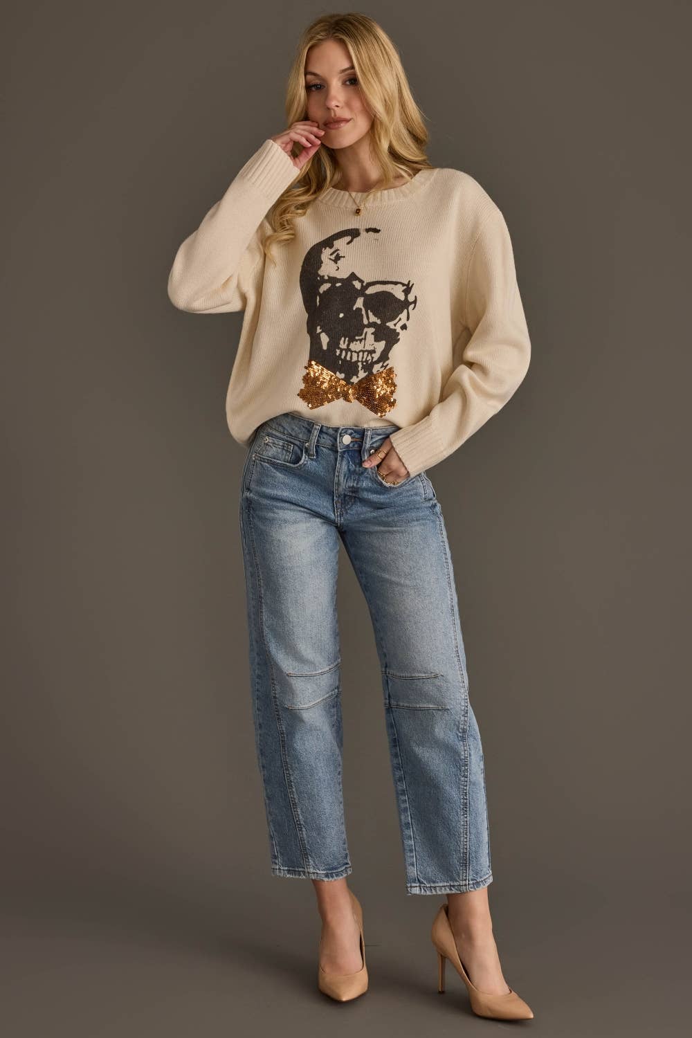 Large Skull Sweater / Ivory
