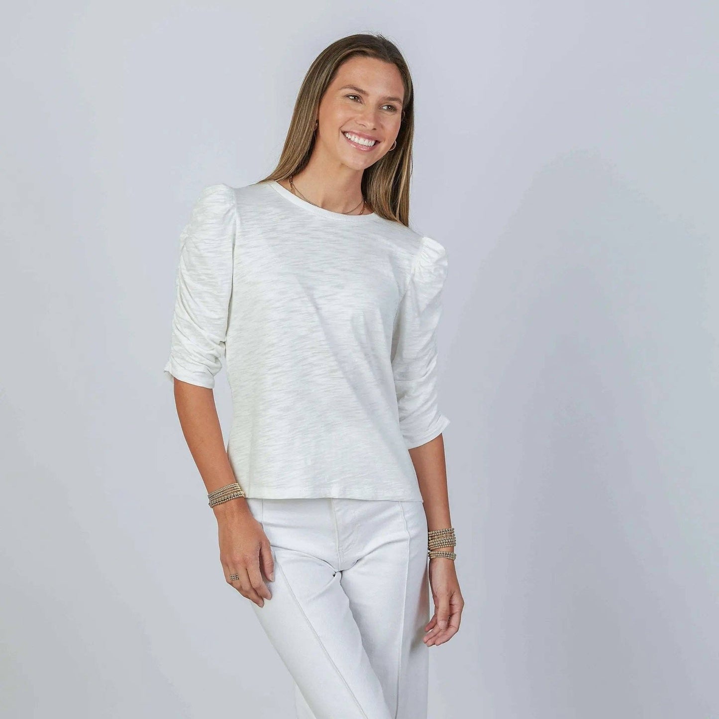 Sophie Elbow-Length Tee | White