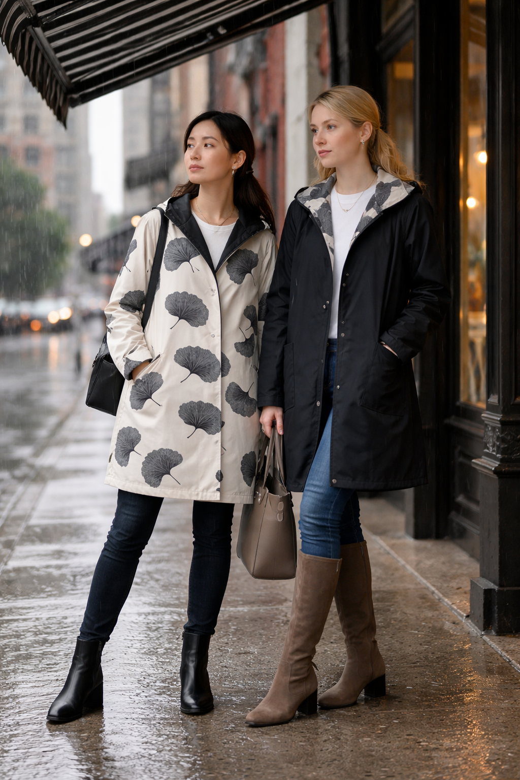 Reversible Hooded Rain Coat