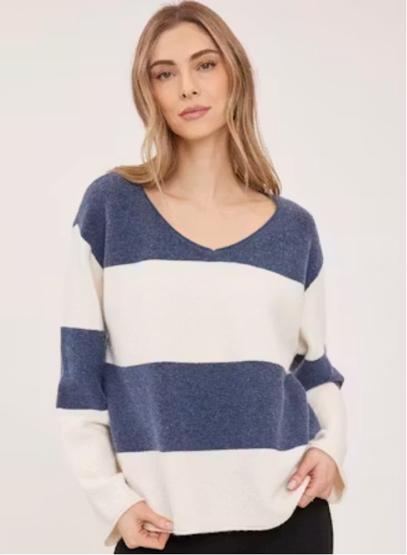 Annalise Pullover | Navy Stripe