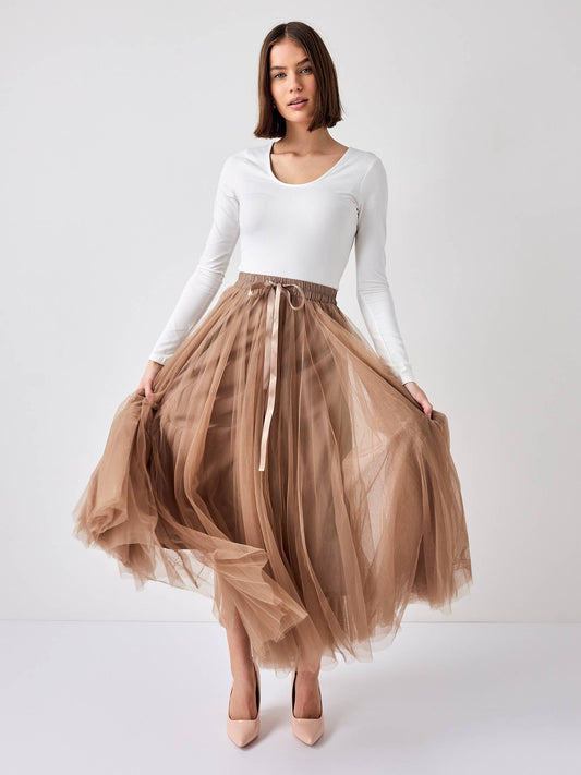 Skirt | Aria Tulle Taupe | XL