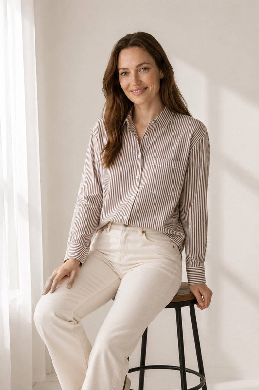 Good Boyfriend Shirt | Stripe Cocoa