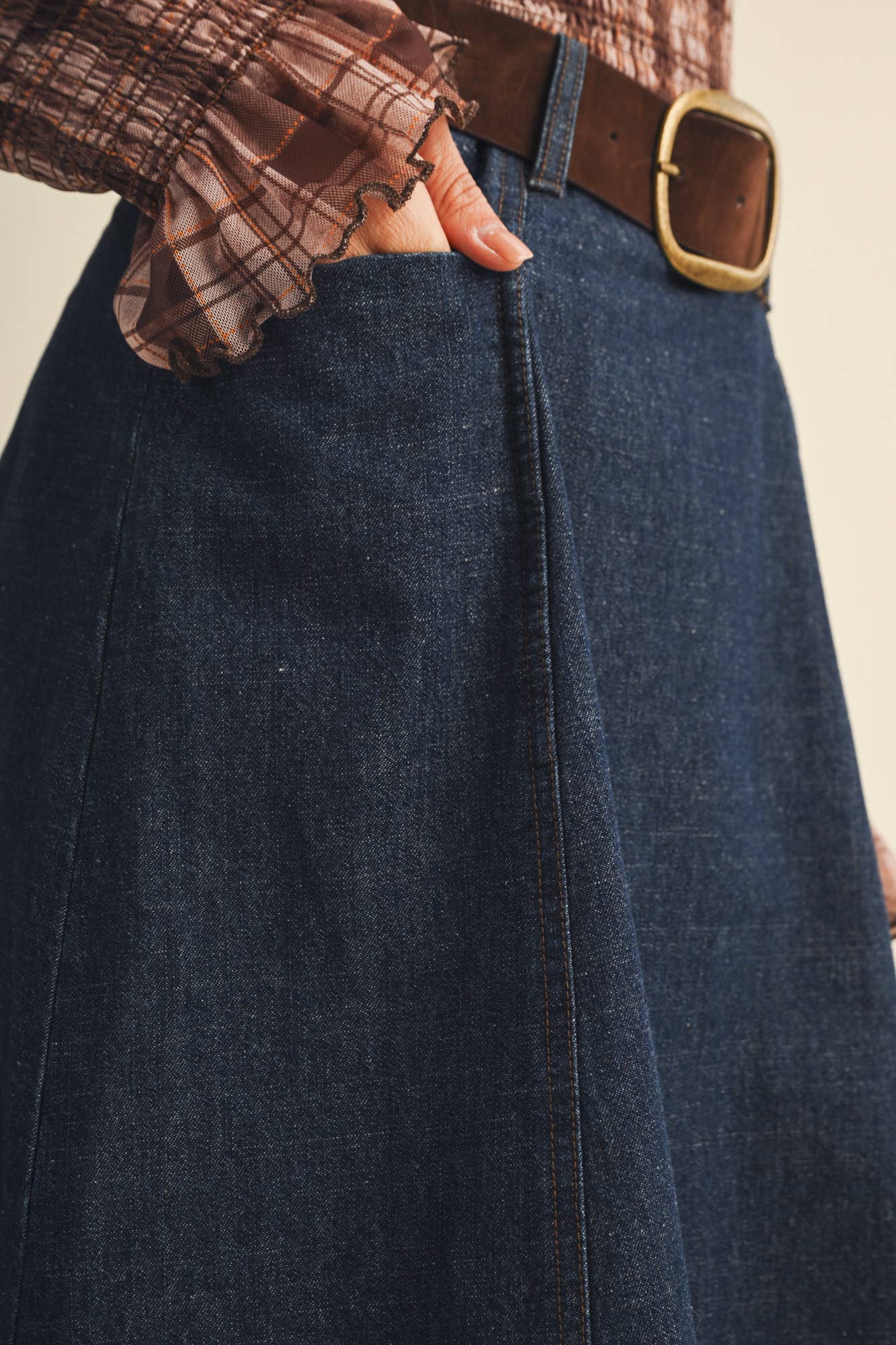 A-Line Denim Skirt Washed Indigo
