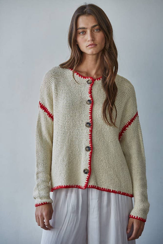 Red Stitch Cardigan