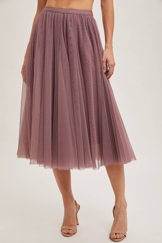 Tulle Midi Skirt | Mauve