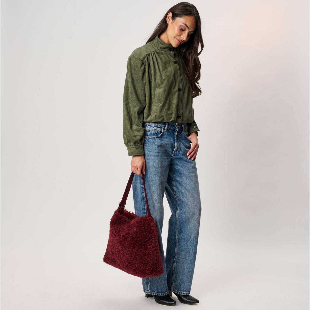 Neve Sherpa Tote | Burgundy