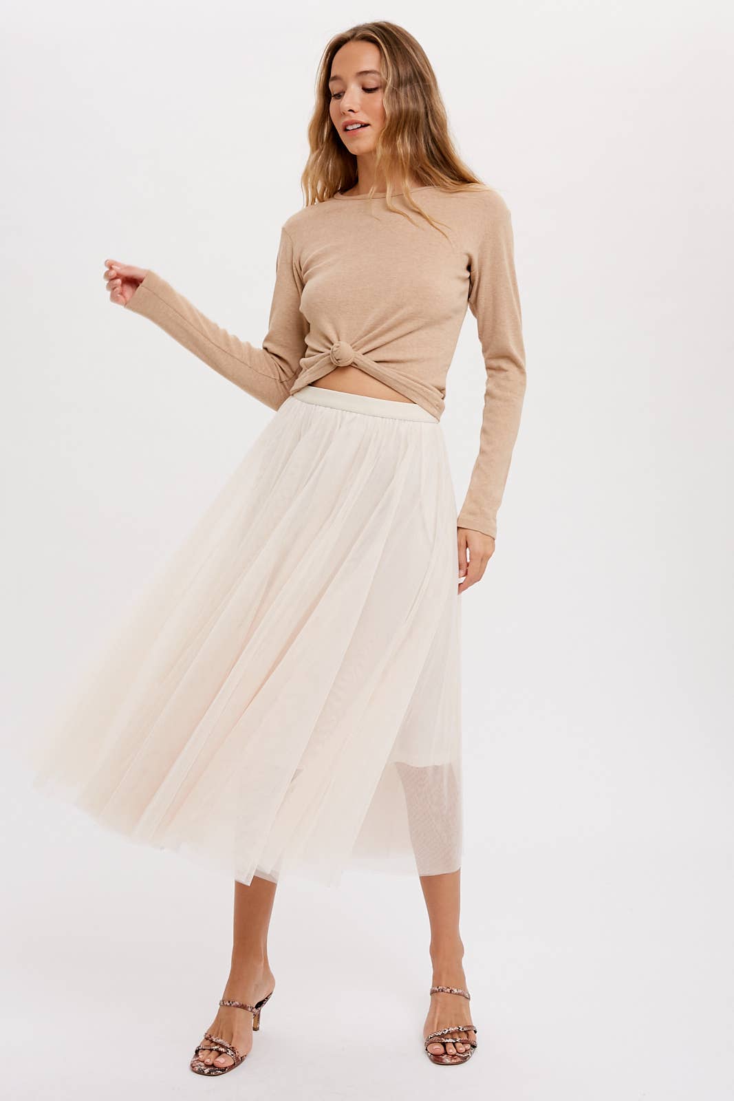 Tulle Midi Skirt | Mauve