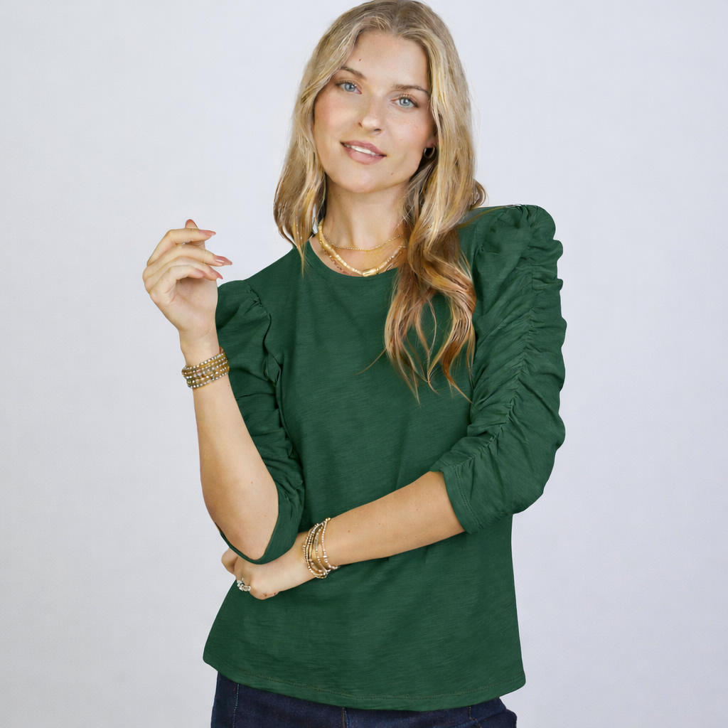 Sophie Ruched Tee Green