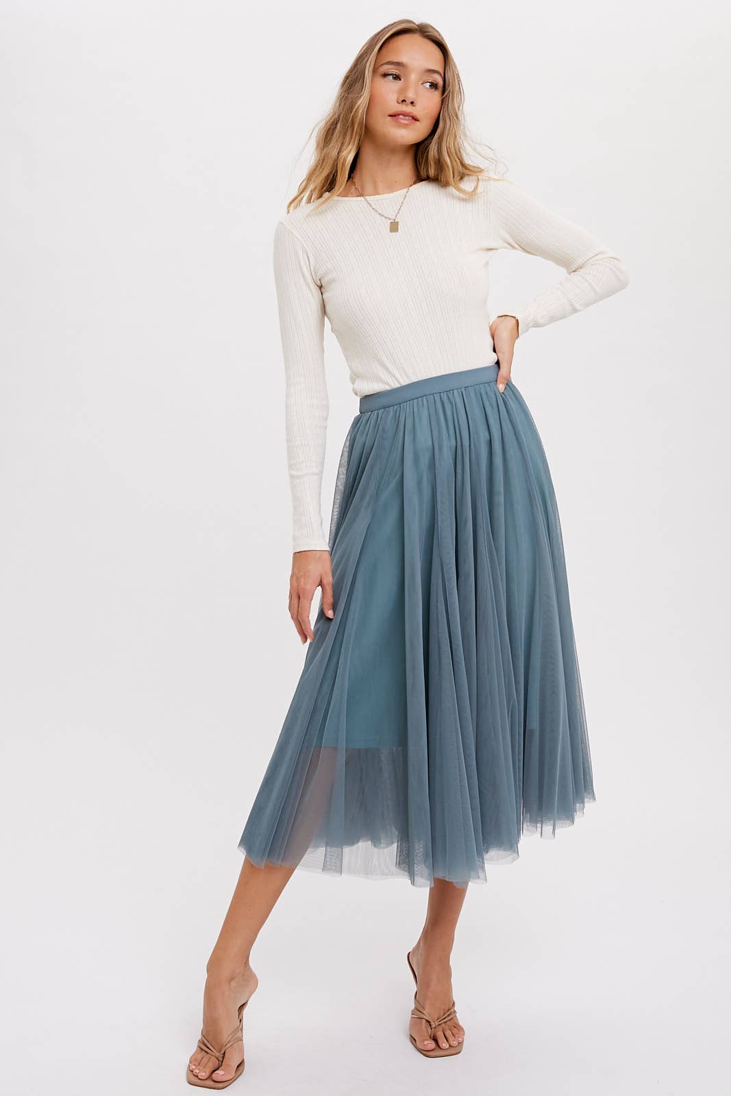 Tulle Midi Skirt | Mauve