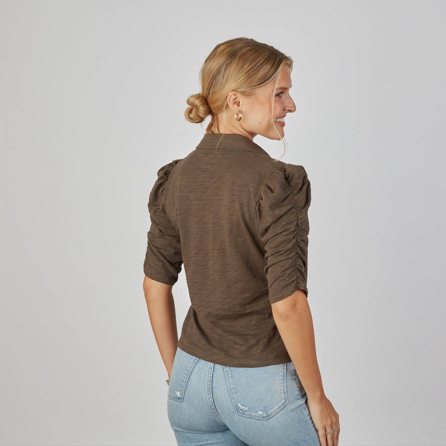 Grace Button-Up Tee | Espresso