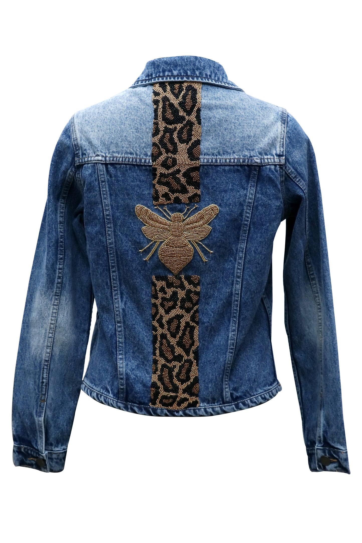Leopard Stripes Denim Jacket: XL