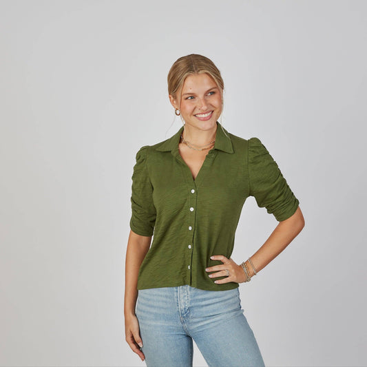 Grace Button-Up Forest Green