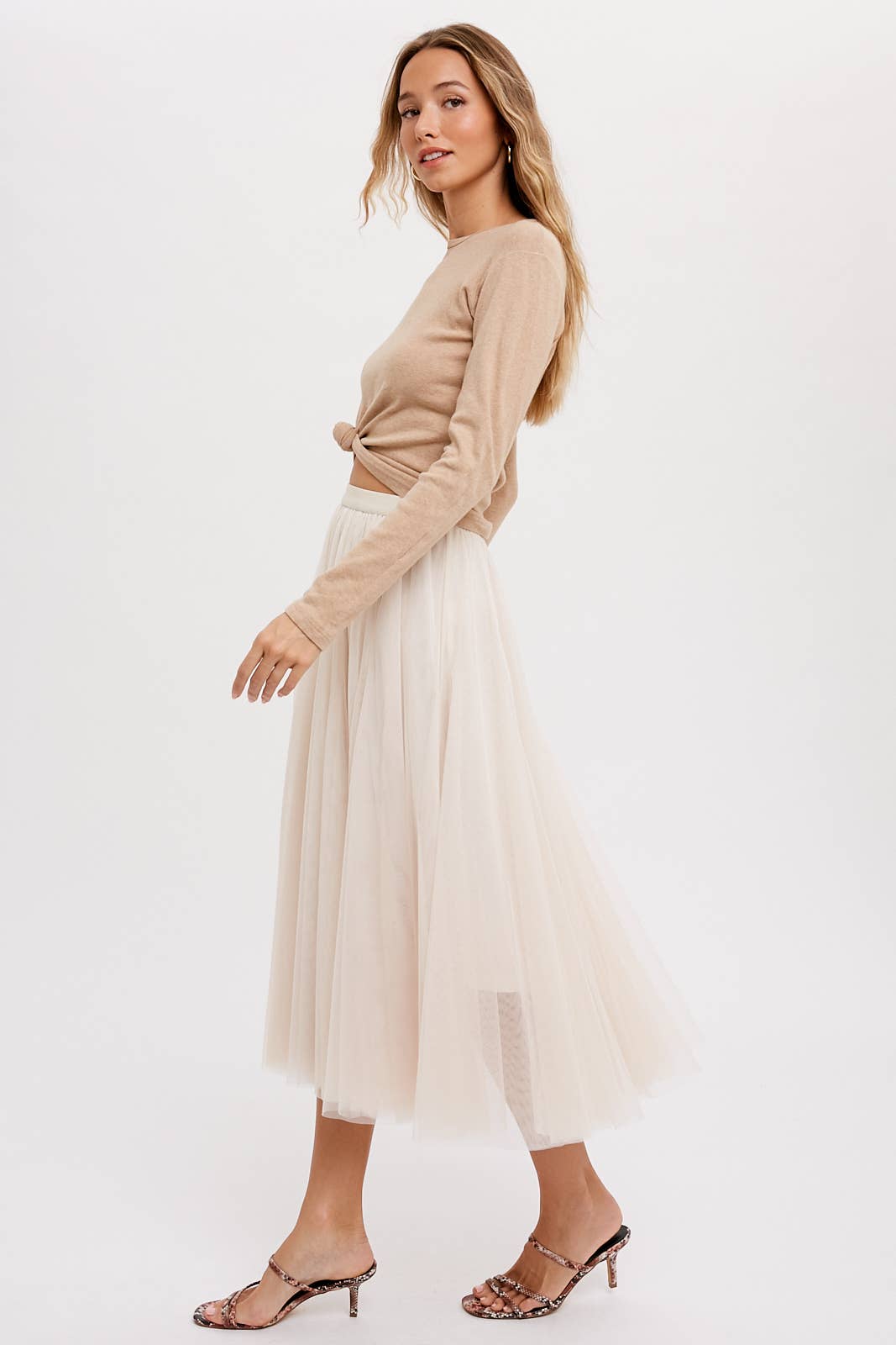Tulle Midi Skirt | Mauve