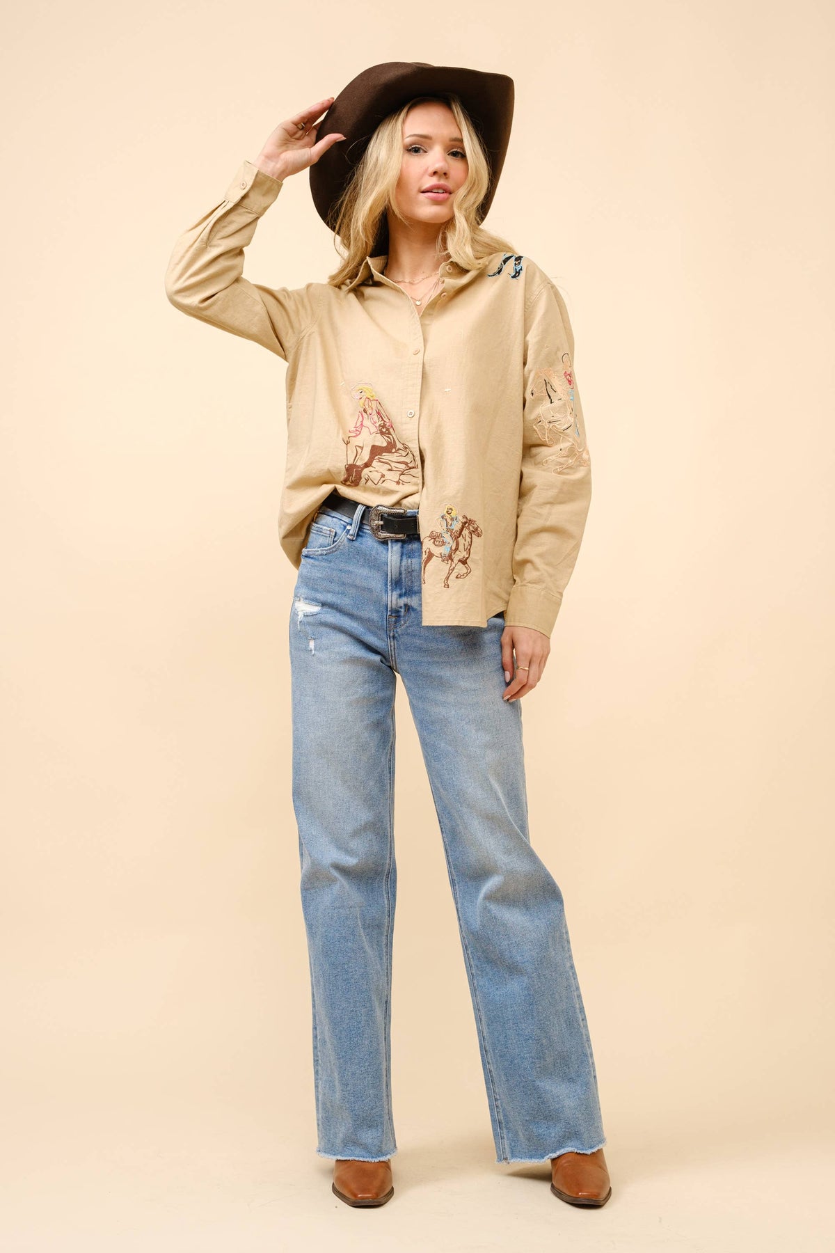 Cowgirl Linen Button Up | Camel