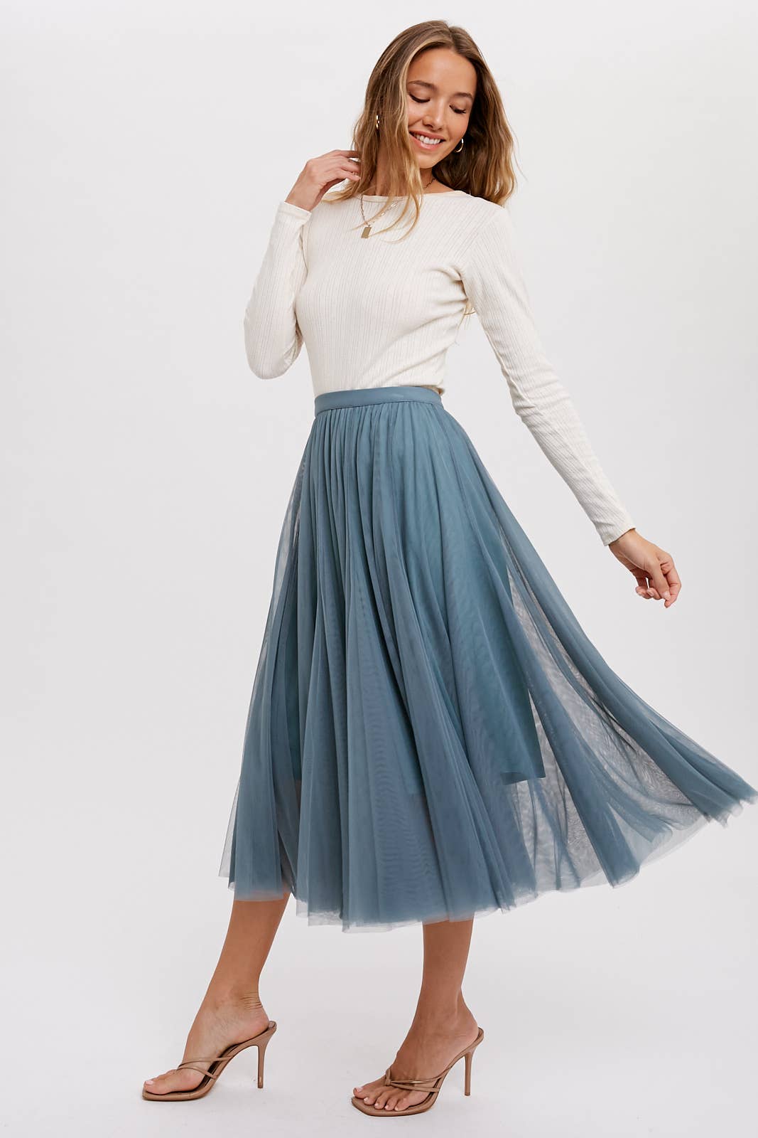 Tulle Midi Skirt | Mauve
