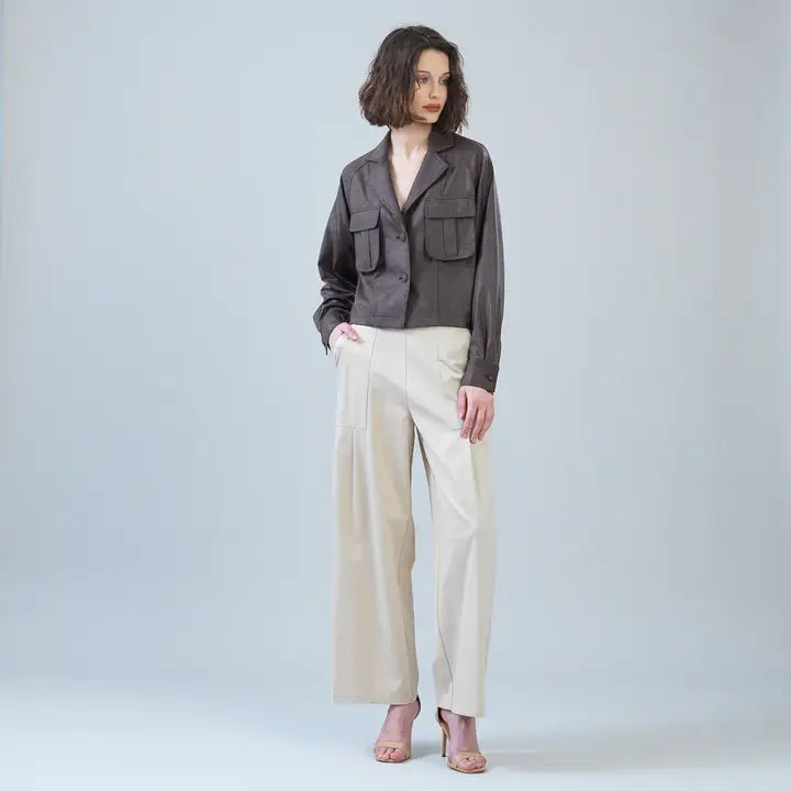 Liquid Leather™ Cropped Cargo Jacket